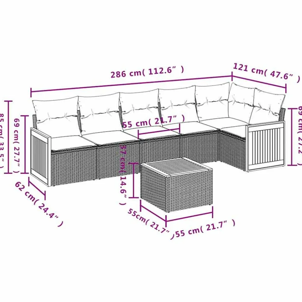 MAISON EXCLUSIVE - Salon de jardin 7 pcs avec coussins noir résine tressée