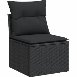 MAISON EXCLUSIVE - Salon de jardin avec coussins 14 pcs noir résine tressée