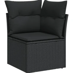 MAISON EXCLUSIVE - Salon de jardin avec coussins 14 pcs noir résine tressée