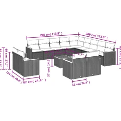 MAISON EXCLUSIVE - Salon de jardin avec coussins 14 pcs noir résine tressée