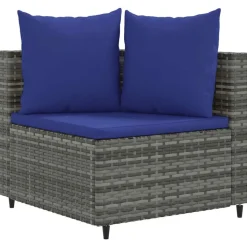 MAISON EXCLUSIVE - Salon de jardin 4 pcs avec coussins gris résine tressée