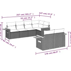 MAISON EXCLUSIVE - Salon de jardin avec coussins 7 pcs beige résine tressée