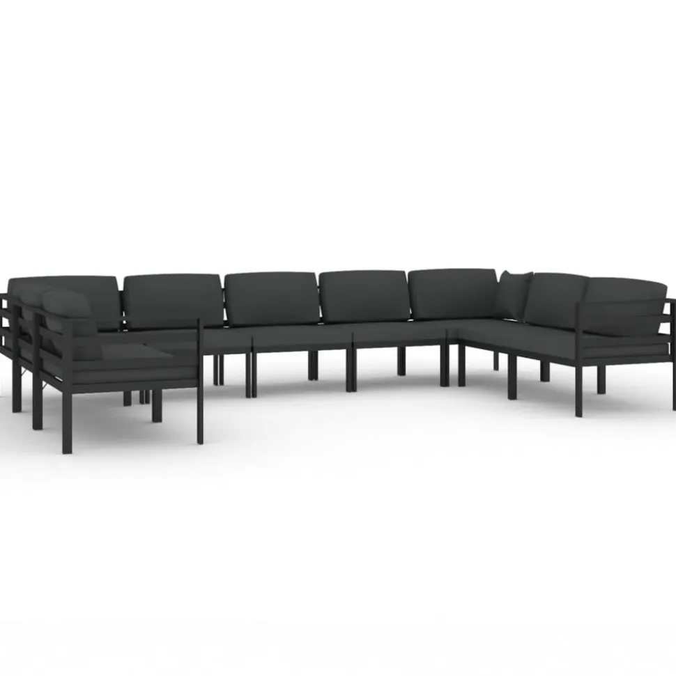 MAISON EXCLUSIVE - Salon de jardin 9 pcs avec coussins aluminium anthracite