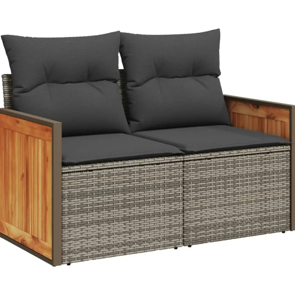 MAISON EXCLUSIVE - Salon de jardin avec coussins 12 pcs gris résine tressée