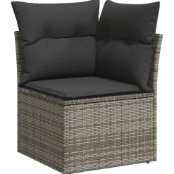 MAISON EXCLUSIVE - Salon de jardin avec coussins 12 pcs gris résine tressée