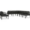 MAISON EXCLUSIVE - Salon de jardin 8 pcs avec coussins aluminium anthracite