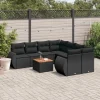 MAISON EXCLUSIVE - Salon de jardin 9 pcs avec coussins noir résine tressée