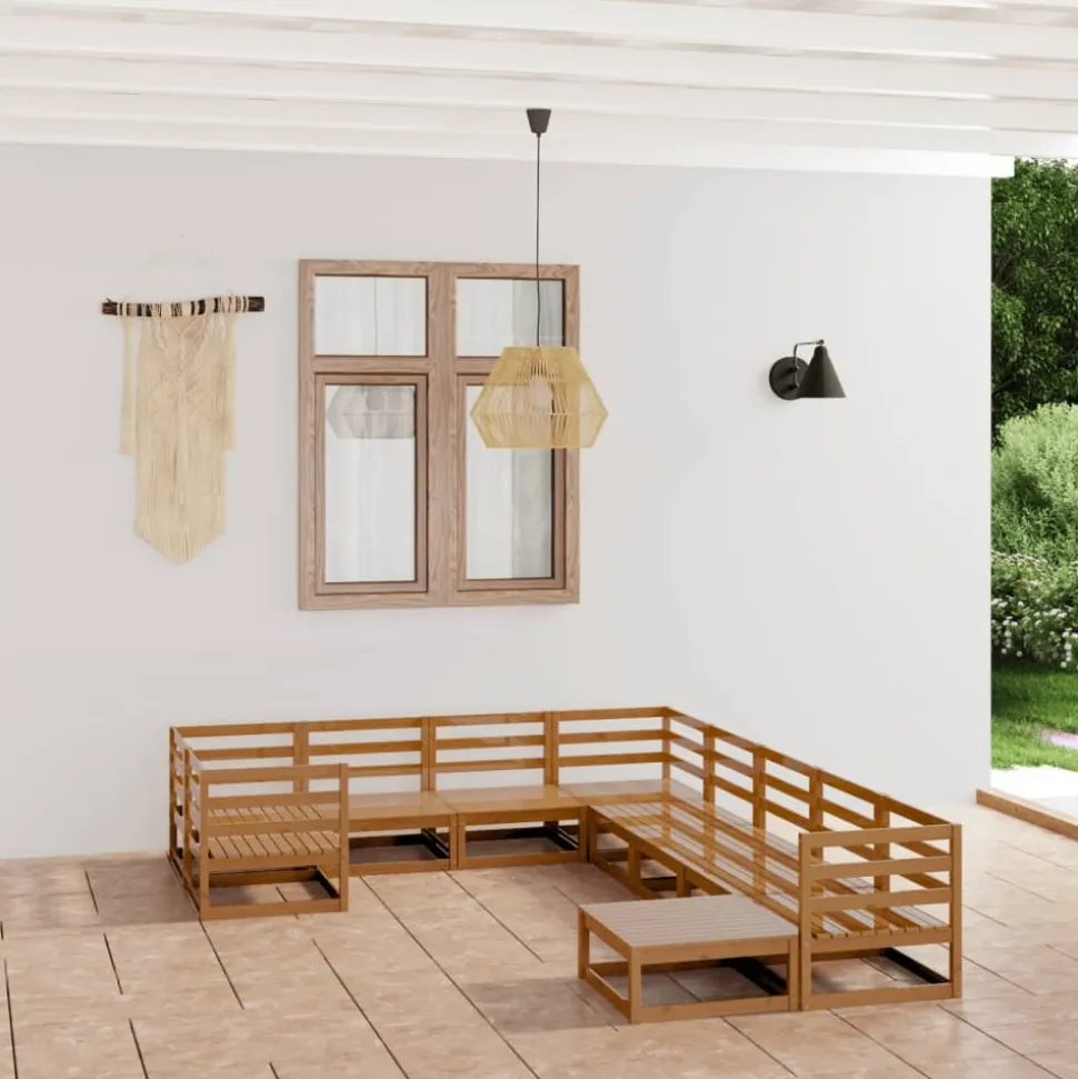 MAISON EXCLUSIVE - Salon de jardin 10 pcs bois de pin massif