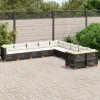 MAISON EXCLUSIVE - Salon de jardin 10 pcs avec coussins noir résine tressée