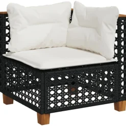 MAISON EXCLUSIVE - Salon de jardin 10 pcs avec coussins noir résine tressée