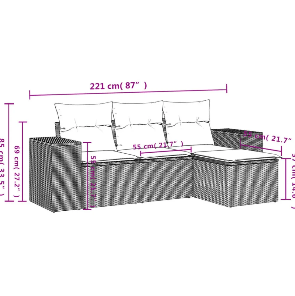 MAISON EXCLUSIVE - Salon de jardin avec coussins 4 pcs beige résine tressée