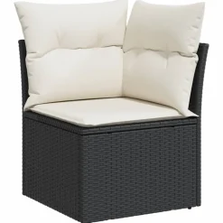 MAISON EXCLUSIVE - Salon de jardin avec coussins 13 pcs noir résine tressée