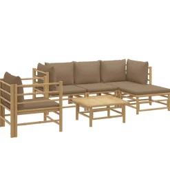 MAISON EXCLUSIVE - Salon de jardin 6 pcs avec coussins taupe bambou