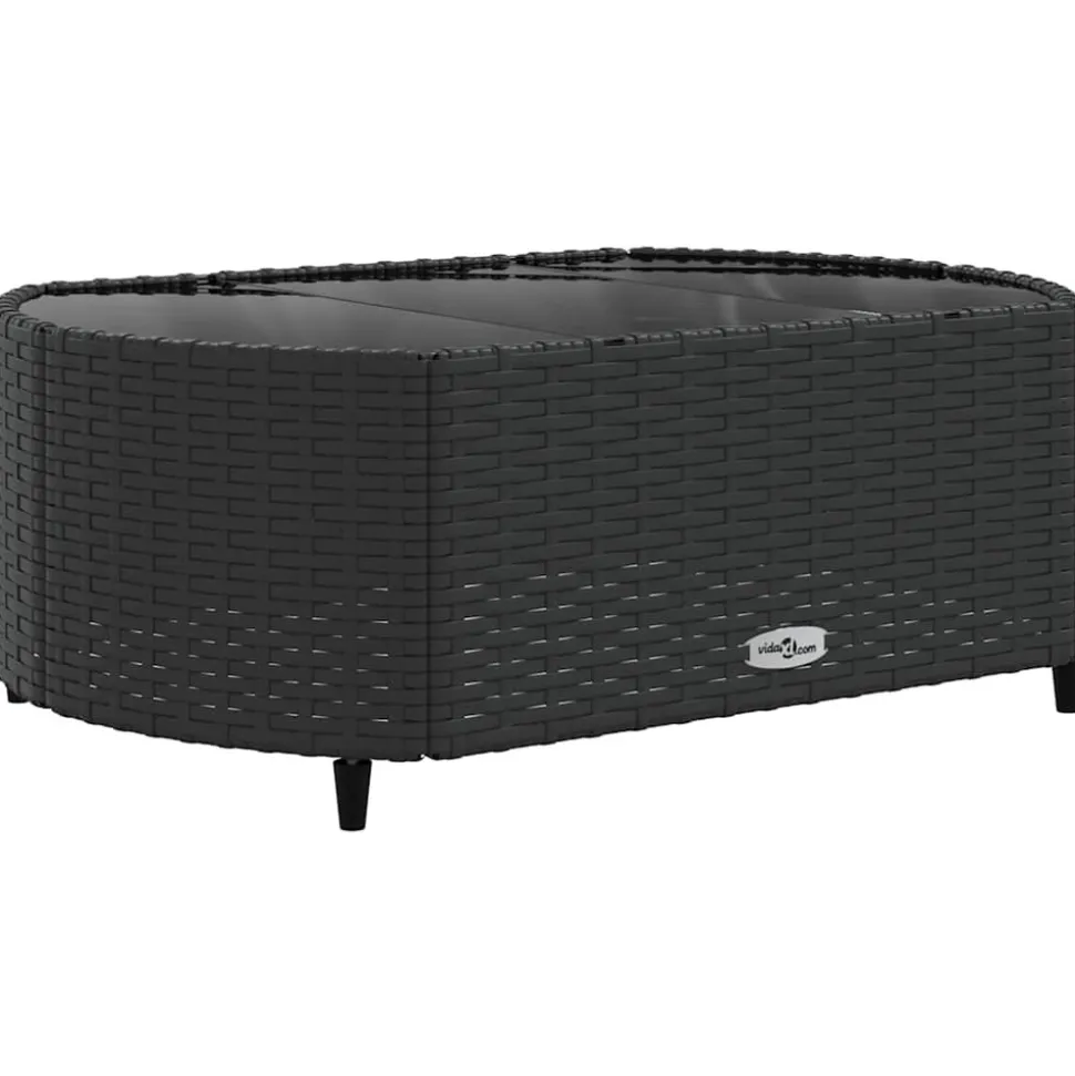 MAISON EXCLUSIVE - Salon de jardin 9 pcs avec coussins noir résine tressée