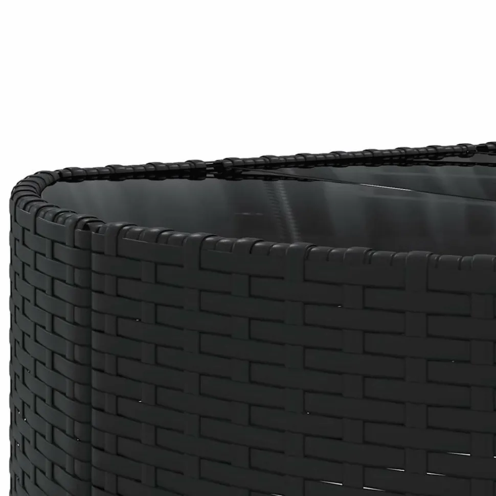 MAISON EXCLUSIVE - Salon de jardin 9 pcs avec coussins noir résine tressée