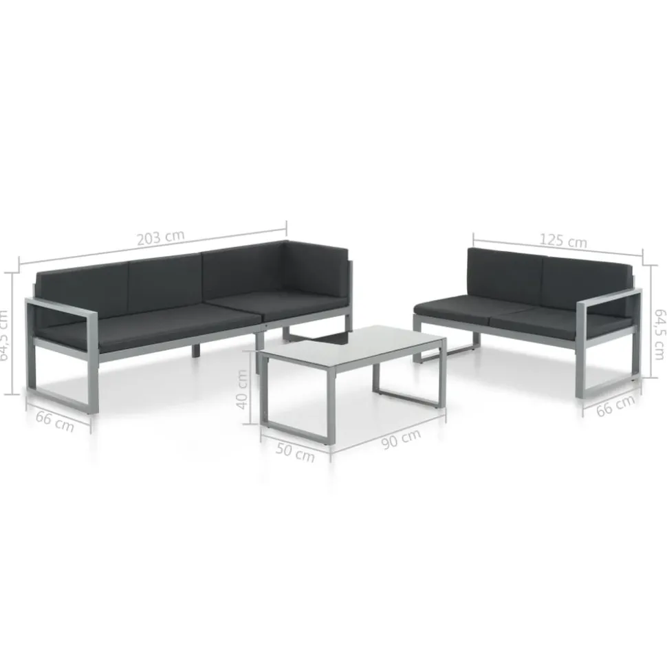 MAISON EXCLUSIVE - Salon de jardin 3 pcs et coussins aluminium noir