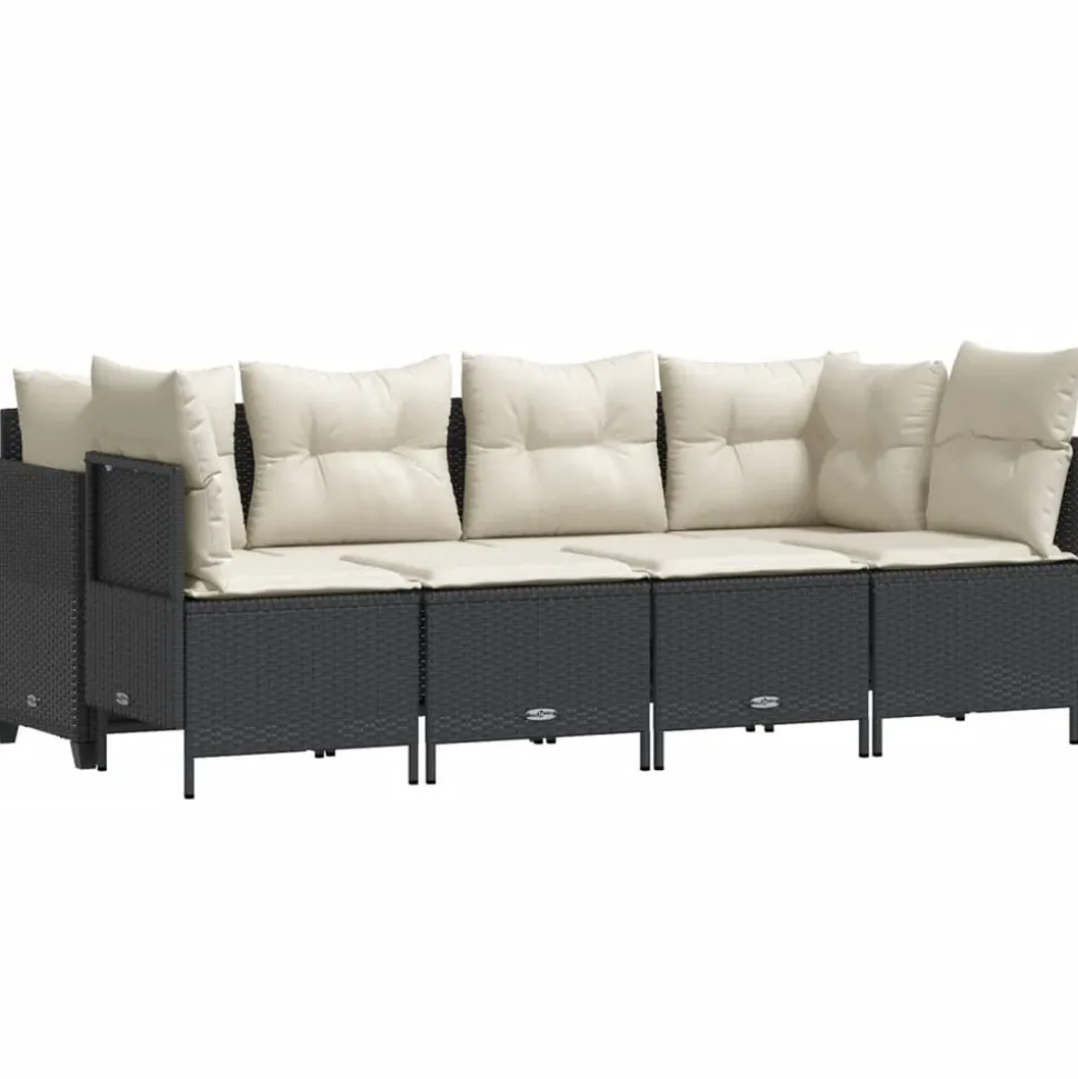 MAISON EXCLUSIVE - Salon de jardin 5 pcs avec coussins noir résine tressée