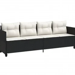 MAISON EXCLUSIVE - Salon de jardin 5 pcs avec coussins noir résine tressée