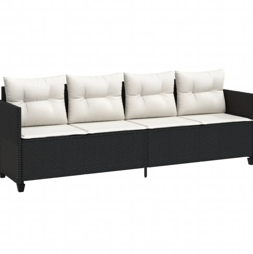 MAISON EXCLUSIVE - Salon de jardin 5 pcs avec coussins noir résine tressée