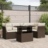 MAISON EXCLUSIVE - Salon de jardin avec coussins 6 pcs marron résine tressée
