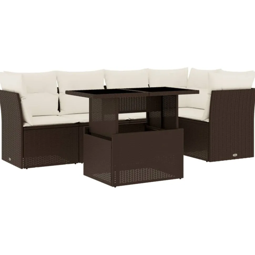 MAISON EXCLUSIVE - Salon de jardin avec coussins 6 pcs marron résine tressée