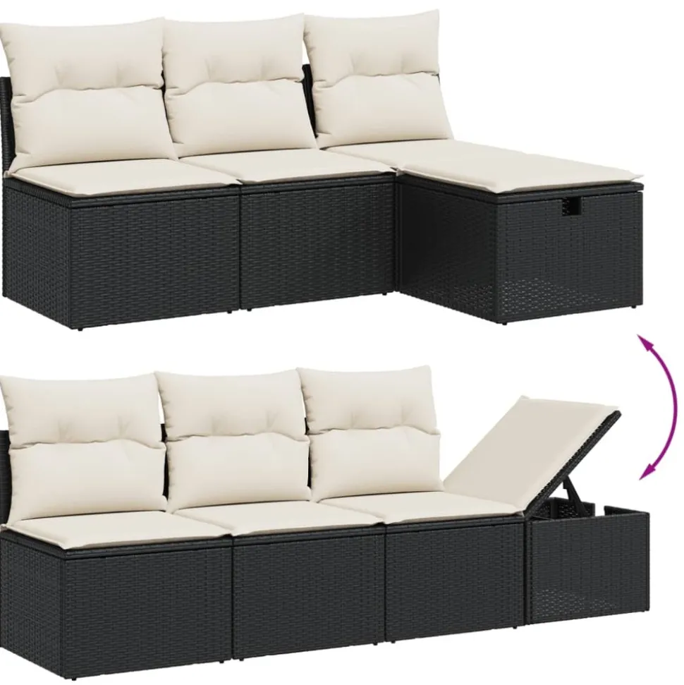 MAISON EXCLUSIVE - Salon de jardin 8 pcs avec coussins noir résine tressée