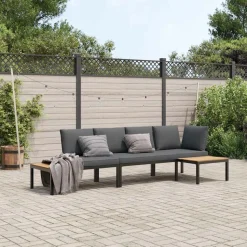 MAISON EXCLUSIVE - Salon de jardin 3 pcs avec coussins noir aluminium