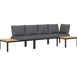 MAISON EXCLUSIVE - Salon de jardin 3 pcs avec coussins noir aluminium