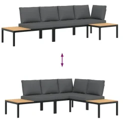 MAISON EXCLUSIVE - Salon de jardin 3 pcs avec coussins noir aluminium