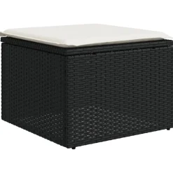 MAISON EXCLUSIVE - Salon de jardin 6 pcs avec coussins noir résine tressée