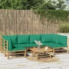 MAISON EXCLUSIVE - Salon de jardin 7 pcs avec coussins vert bambou