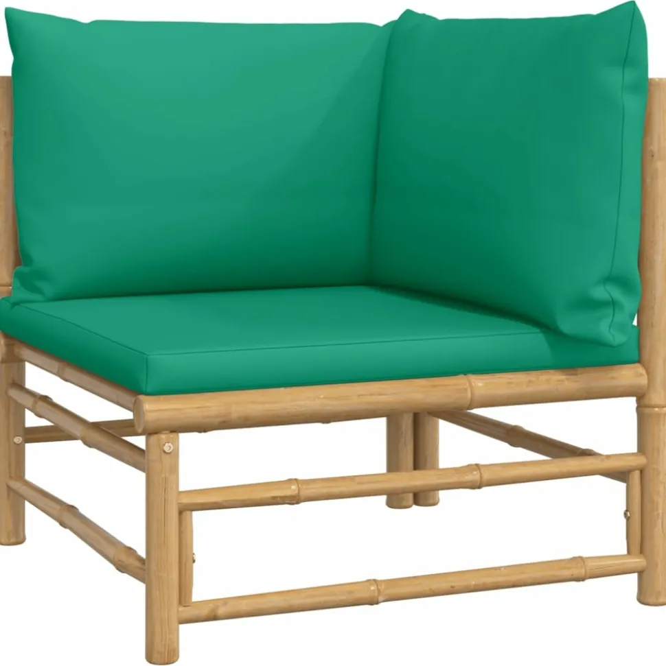 MAISON EXCLUSIVE - Salon de jardin 7 pcs avec coussins vert bambou