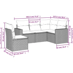 MAISON EXCLUSIVE - Salon de jardin 5 pcs avec coussins noir résine tressée