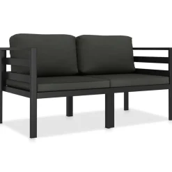 MAISON EXCLUSIVE - Salon de jardin 2 pcs avec coussins aluminium anthracite