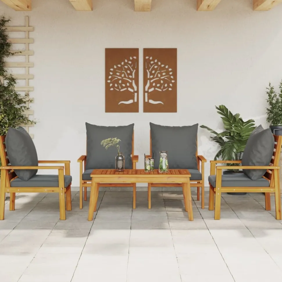 MAISON EXCLUSIVE - Salon de jardin avec coussins 5 pcs bois d'acacia solide