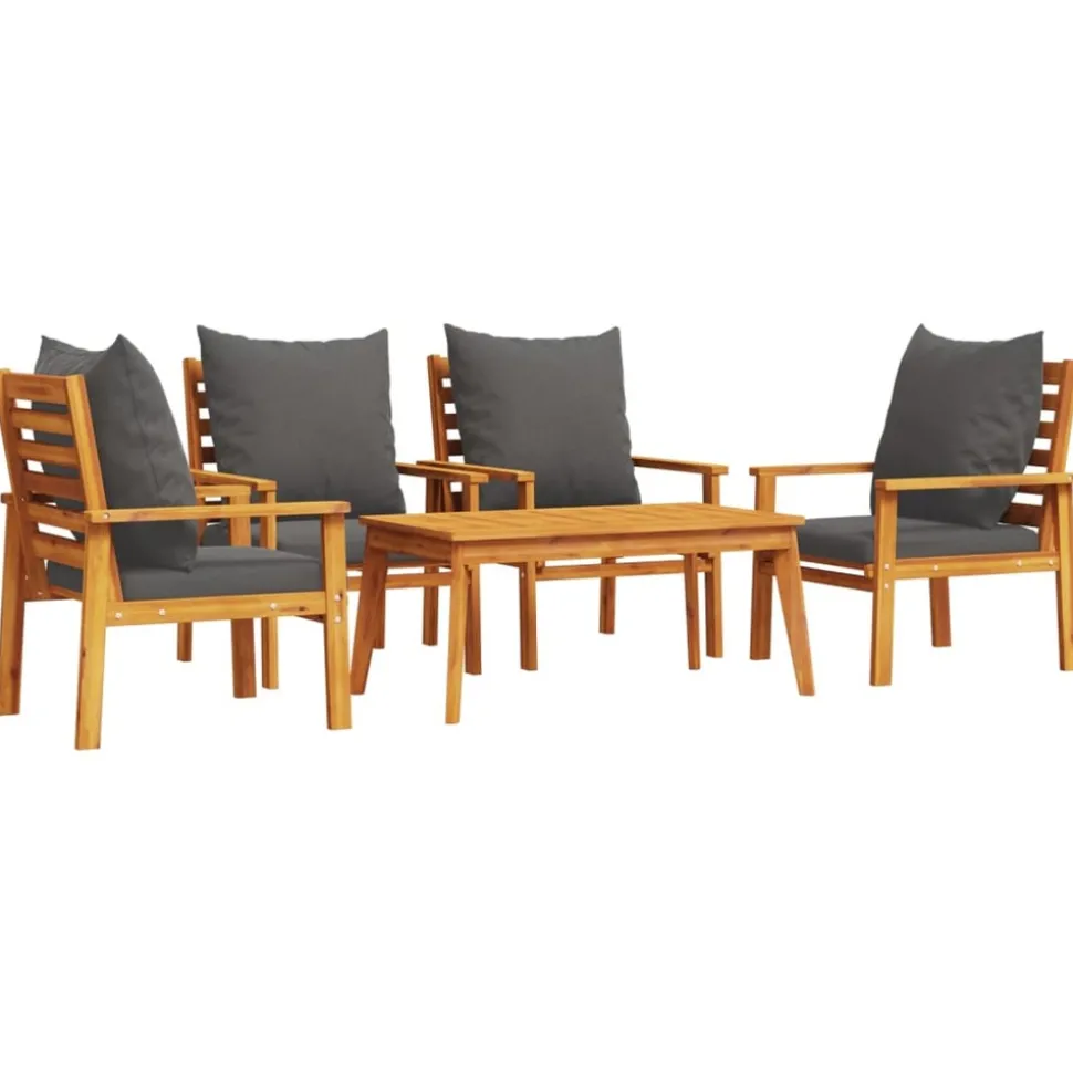 MAISON EXCLUSIVE - Salon de jardin avec coussins 5 pcs bois d'acacia solide