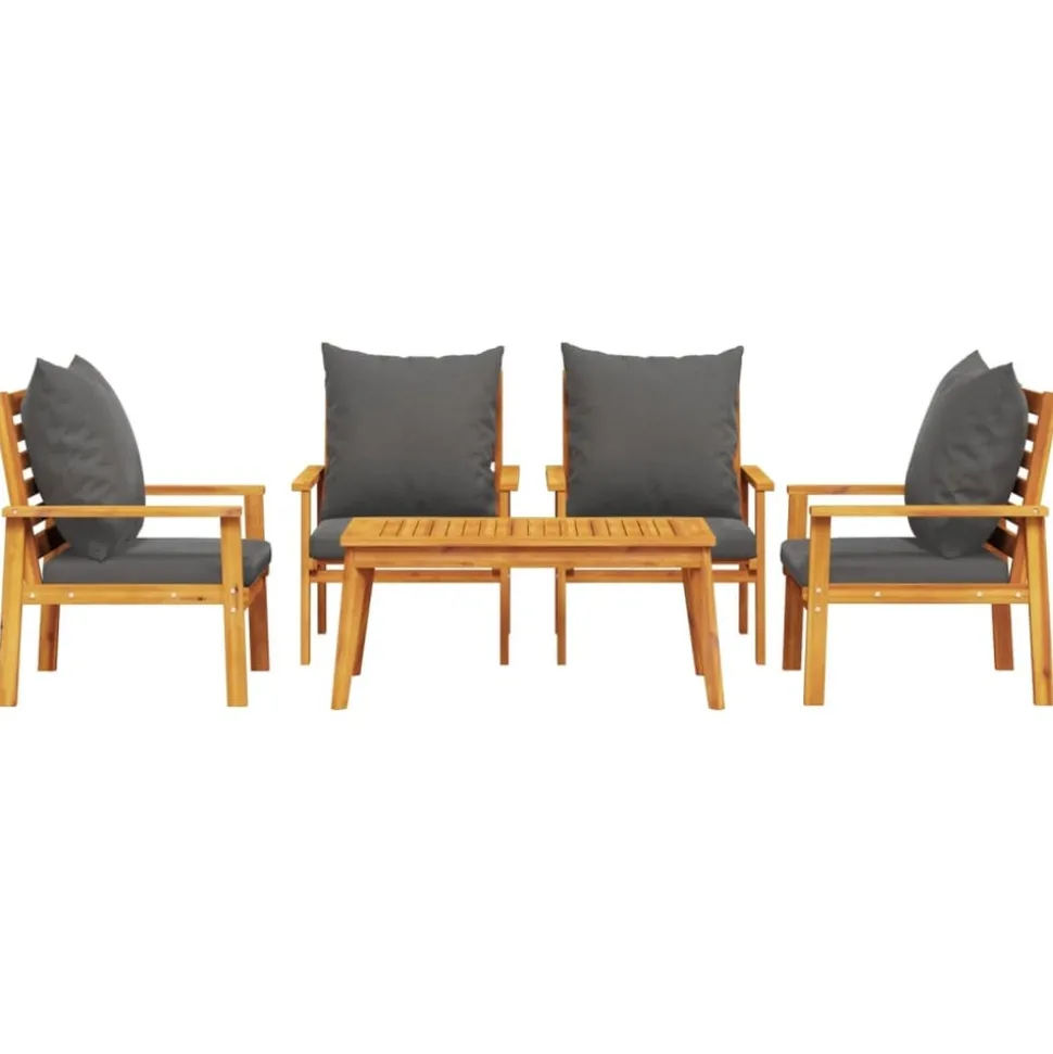 MAISON EXCLUSIVE - Salon de jardin avec coussins 5 pcs bois d'acacia solide