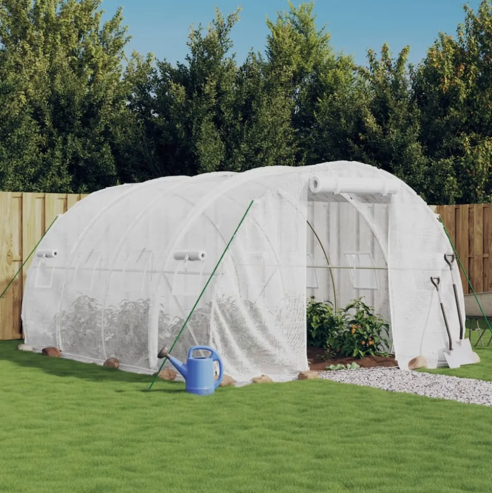 MAISON EXCLUSIVE - Serre avec cadre en acier blanc 12 m² 4x3x2 m