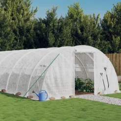 MAISON EXCLUSIVE - Serre avec cadre en acier blanc 56 m² 14x4x2 m