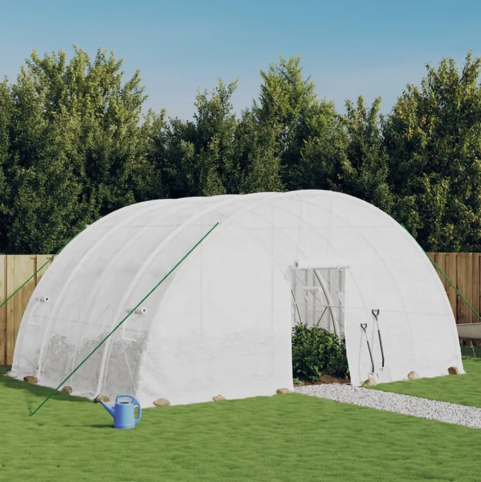 MAISON EXCLUSIVE - Serre avec cadre en acier blanc 24 m² 6x4x2,85 m