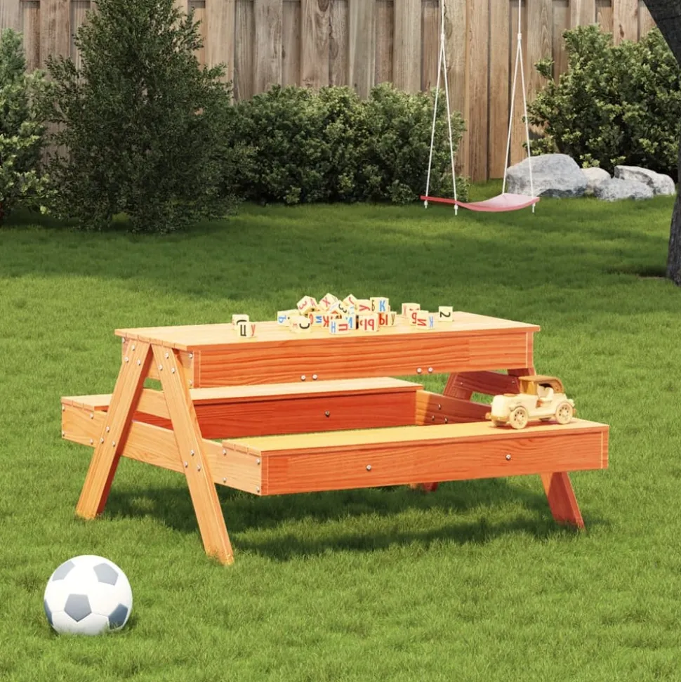 MAISON EXCLUSIVE - Table de pique-nique avec bac à sable pour enfants marron cire