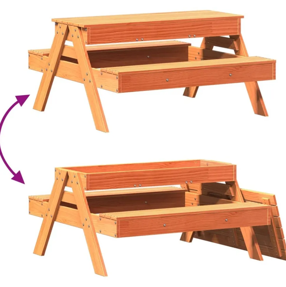 MAISON EXCLUSIVE - Table de pique-nique avec bac à sable pour enfants marron cire