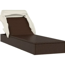 MAISON EXCLUSIVE - Transat avec toit pliable marron 213x63x97 cm résine tressée