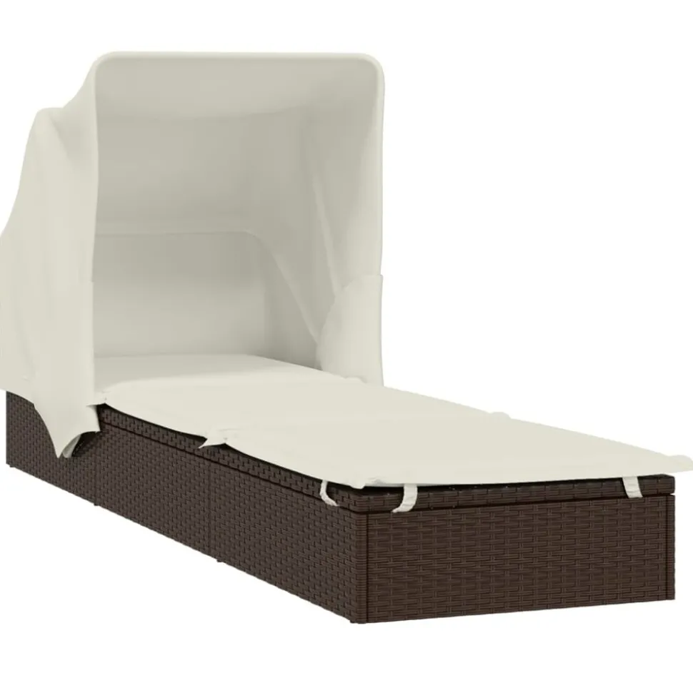 MAISON EXCLUSIVE - Transat avec toit pliable marron 213x63x97 cm résine tressée