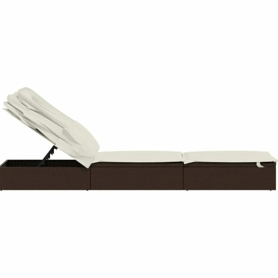 MAISON EXCLUSIVE - Transat avec toit pliable marron 213x63x97 cm résine tressée
