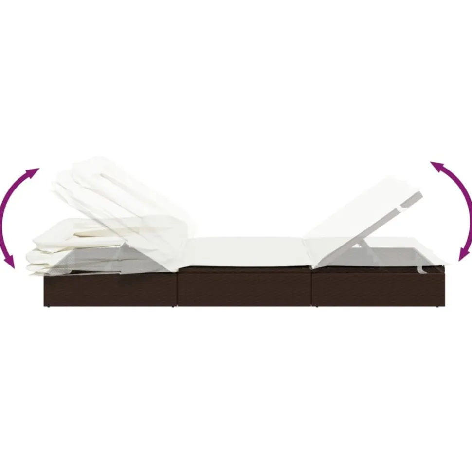 MAISON EXCLUSIVE - Transat avec toit pliable marron 213x63x97 cm résine tressée