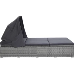 MAISON EXCLUSIVE - Transat à 2 places avec coussin résine tressée gris