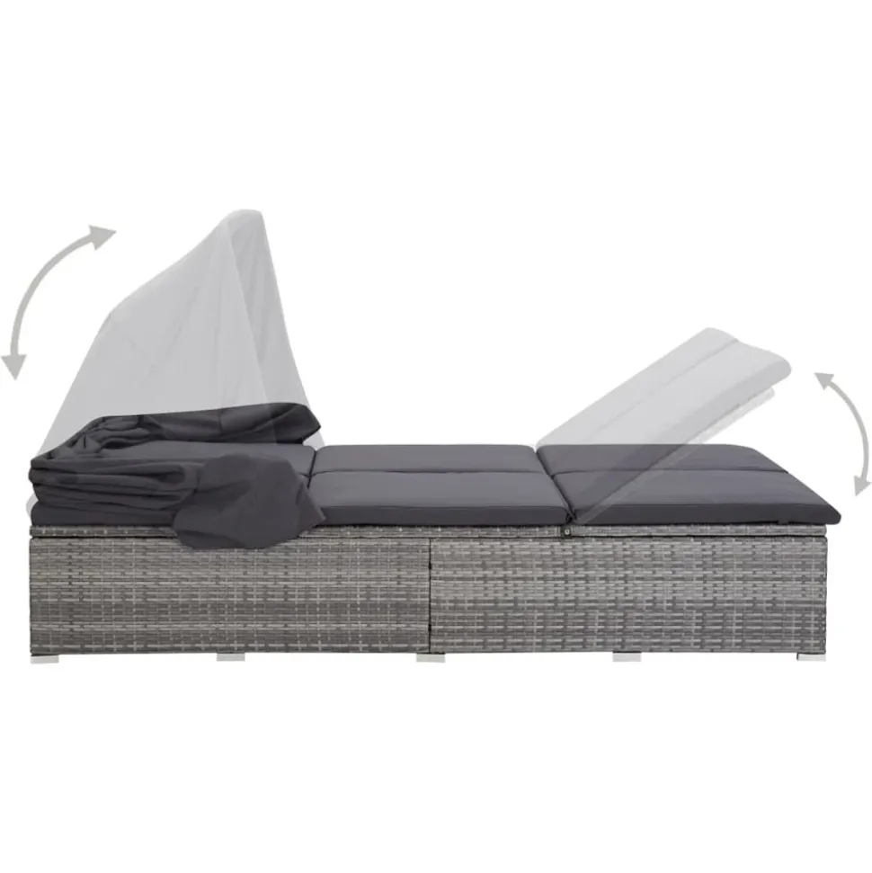 MAISON EXCLUSIVE - Transat à 2 places avec coussin résine tressée gris