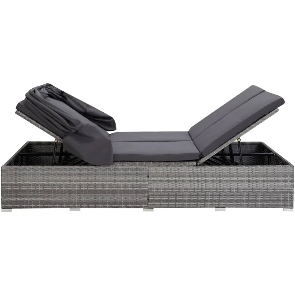 MAISON EXCLUSIVE - Transat à 2 places avec coussin résine tressée gris