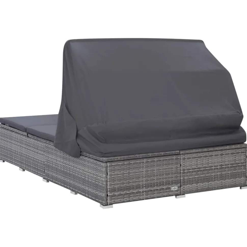 MAISON EXCLUSIVE - Transat à 2 places avec coussin résine tressée gris